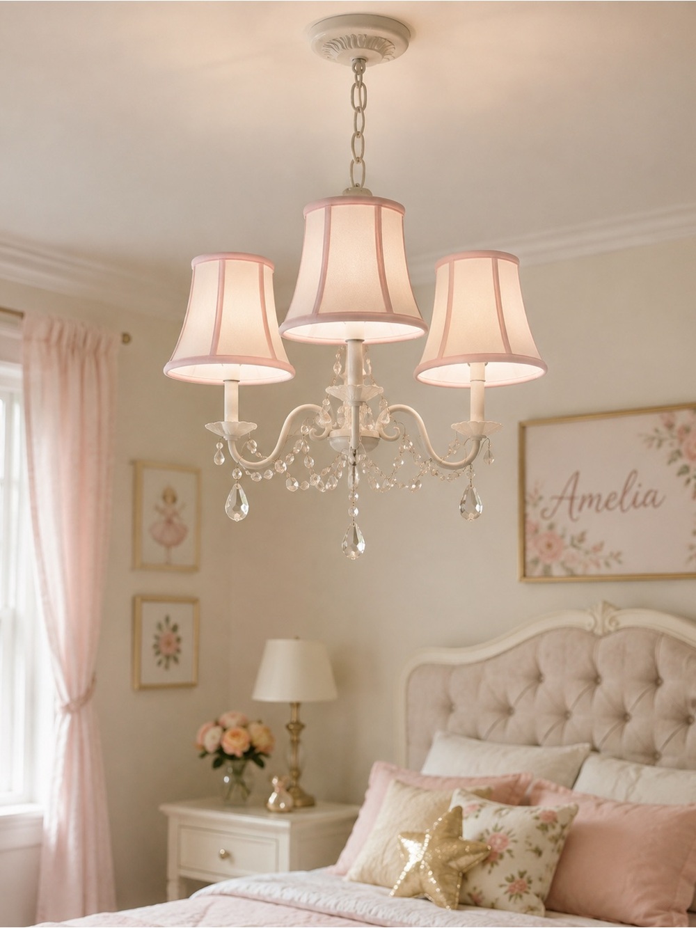 Set of 3 Soft Pink Fabric Mini Lamp Shades - Classic Accent Shades